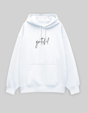 Grateful White Unisex Oversized Hoodie – Cloud Edit