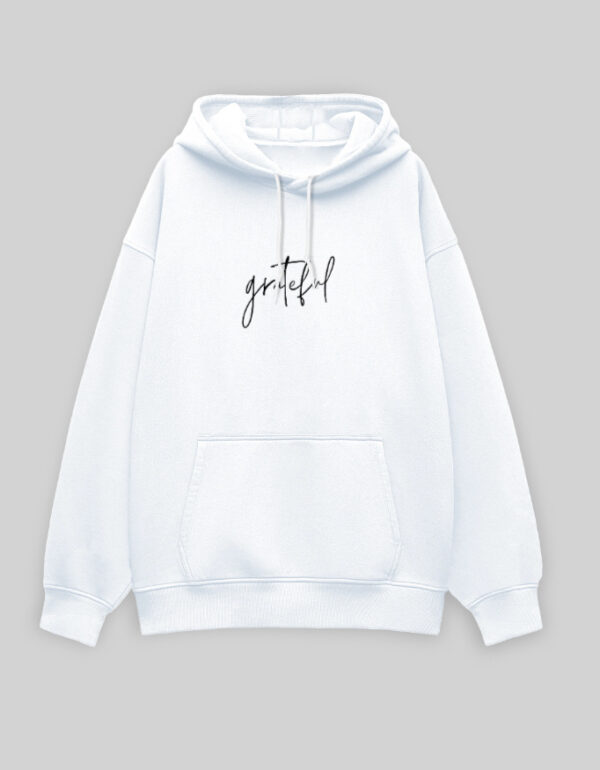 Grateful White Unisex Oversized Hoodie – Cloud Edit