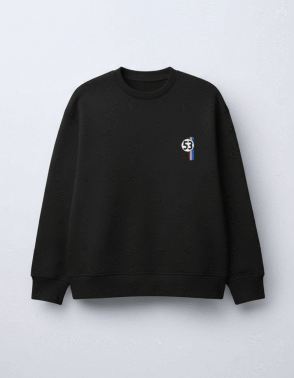 Club 53 Classic Black Crewneck Oversized Unisex Sweatshirt