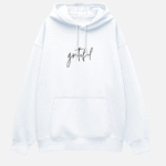 Grateful White Oversized Minimal & Aesthetic Unisex Hoodie