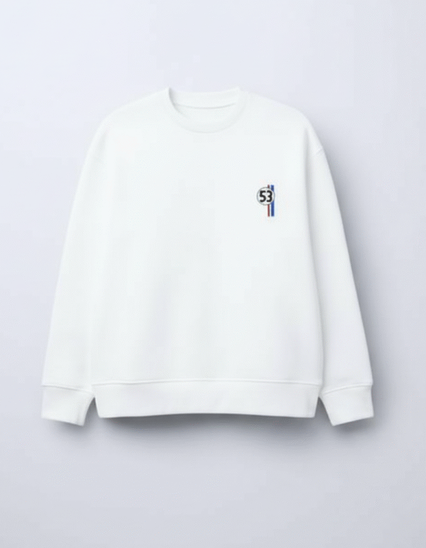 Club 53 Classic White Crewneck Oversized Unisex Sweatshirt