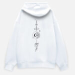 White Sun & Moon Oversized Unisex White Hoodie