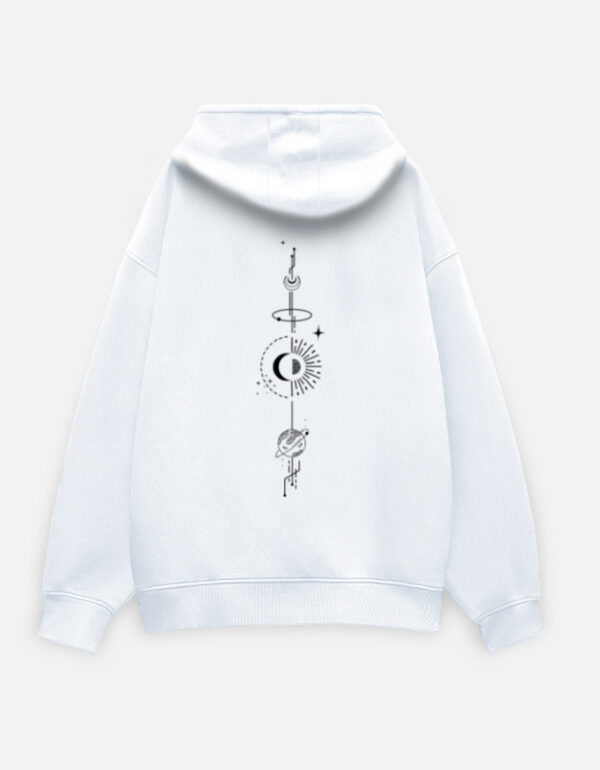 White Sun & Moon Oversized Unisex White Hoodie
