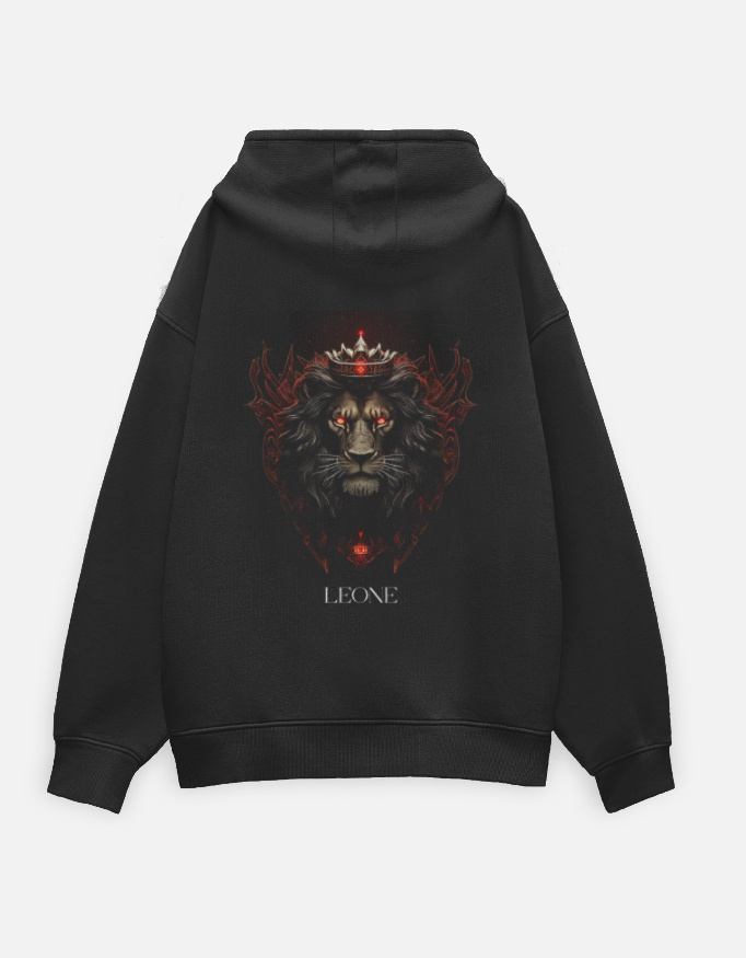 Leone Inferno Elegant Crowned Lion Oversized Unisex Hoodie