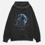 Lupo Moonlit Wolf Oversized Hoodie – Unisex Night Wolf Graphic Hoodie